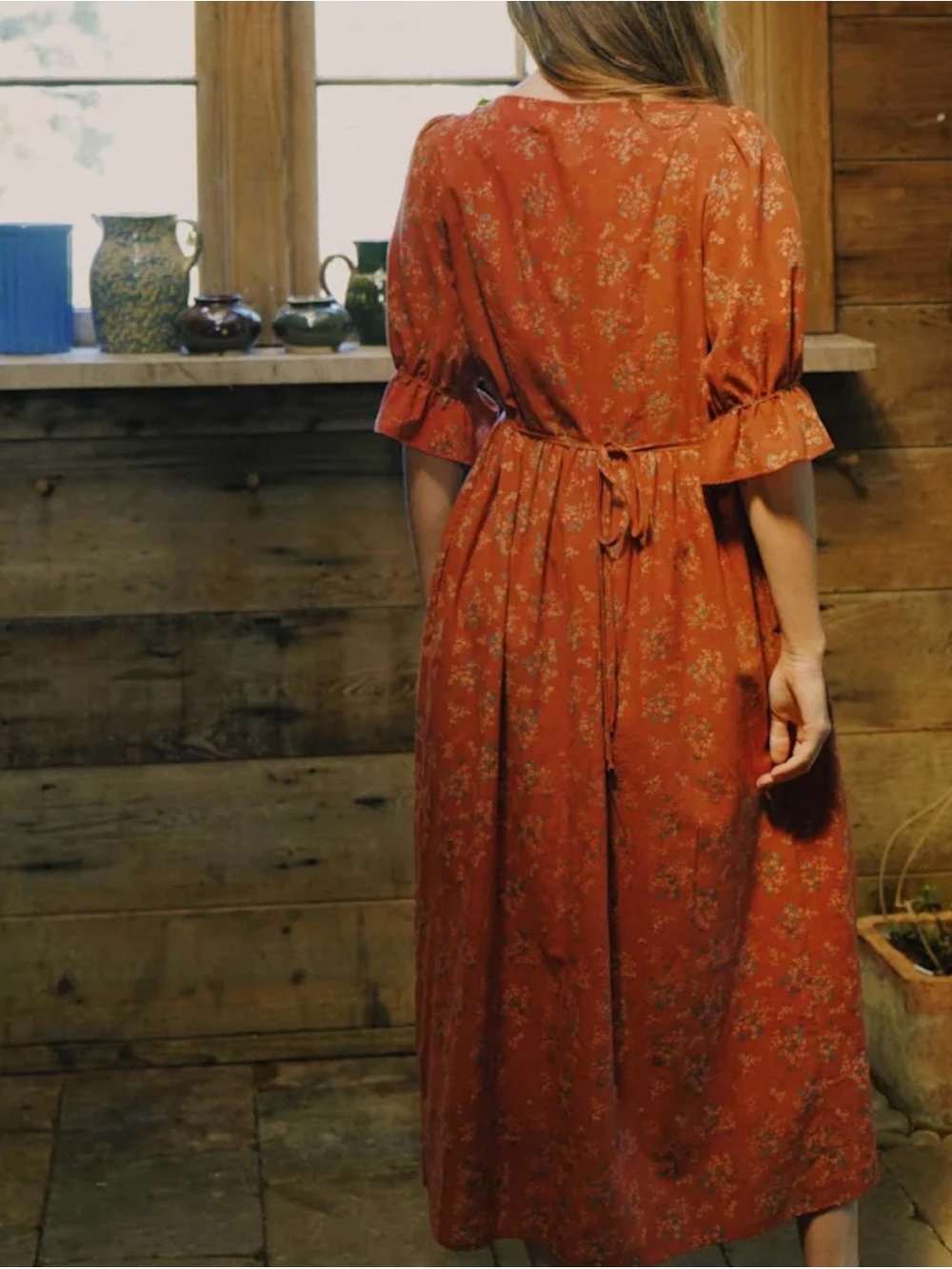 Christy Dawn The Astrid Dress in Orange Daisy Vine - Picture 3 of 12